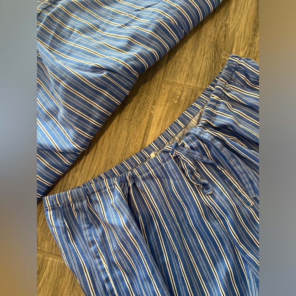 Lauren Ralph Lauren Women’s Pajama Set Blue White Stripe Size XL Cotton - Picture 5 of 6